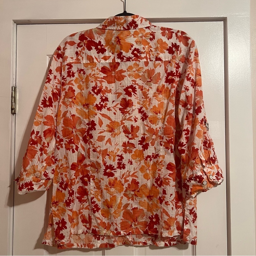 #116 KAREN SCOTT COTTON BUTTON UP BLOUSE XL - Picture 2 of 5